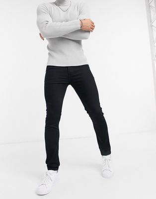 Topman cotton blend stretch skinny jeans in black