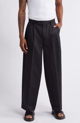 Topman Cotton Wide Leg Trousers in Black