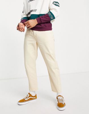 Topman curved leg tapered jeans in ecru-White
