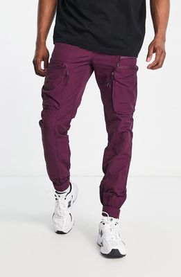 Topman Cut & Sew Cargo Skinny Pants in Purple
