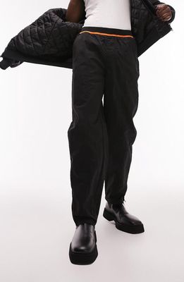Topman Elastic Waist Cotton Blend Pants in Black
