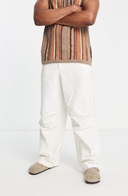 Topman Extreme Baggy Cotton Blend Pants in Cream