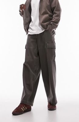 Topman Extreme Baggy Cotton Cargo Pants in Grey