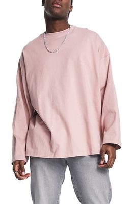 Topman Extreme Oversize Long Sleeve T-Shirt in Light Pink