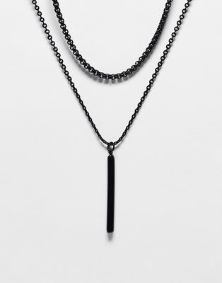 Topman fabric necklace with pendant in black