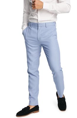 Topman Flat Front Skinny Trousers in Light Blue