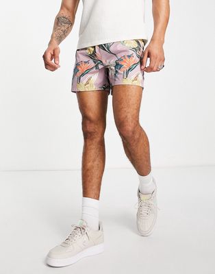 Topman floral print swim shorts in pink