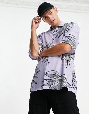 Topman floral shirt in lilac-Purple