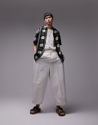 Topman floral short sleeve shirt-Black