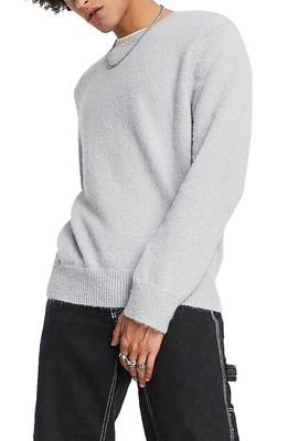 Topman Fluffy Crewneck Sweater in Light Grey