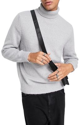 Topman Fluffy Turtleneck Sweater in Light Grey