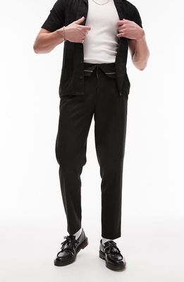 Topman Foldover Waist Trousers in Black