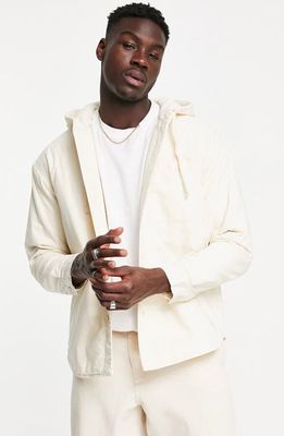 Topman Hooded Cotton Jacket in Cream