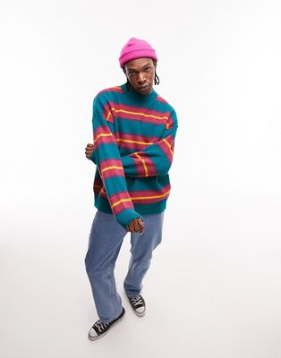 Topman knitted sweater with stripe in multi