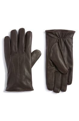 Topman Leather Touchscreen Gloves in Black