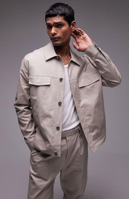 Topman Linen Blend Jacket in Stone