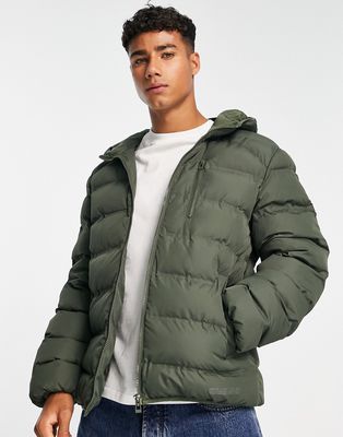 Topman liner jacket with hood in khaki-Green