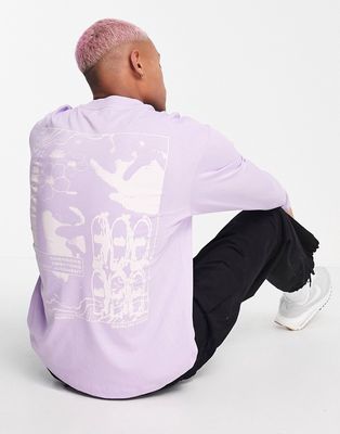 Topman long sleeve oversized T-shirt with tonal print in lilac-Purple