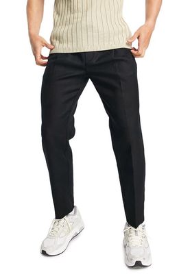Topman Mix Tapered Trousers in Black