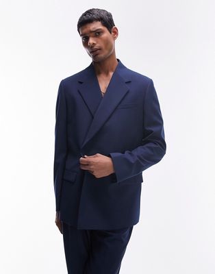 Topman modern fit suit jacket in navy