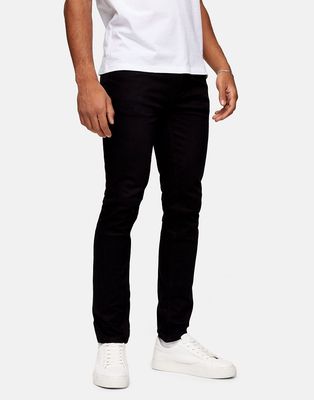 Topman organic cotton stretch slim jeans in black