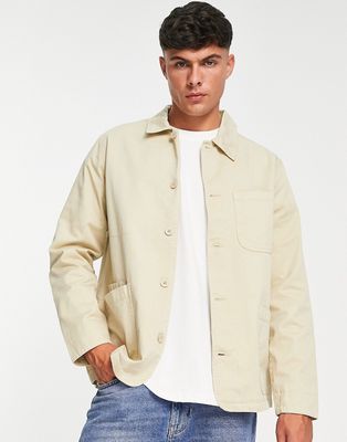 Topman overshirt in stone-Neutral