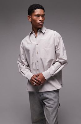 Topman Oversize Button-Up Shirt in Grey