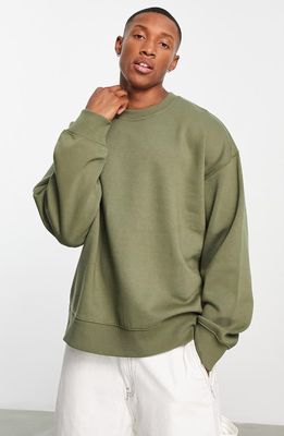 Topman Oversize Cotton Blend Sweatshirt in Khaki