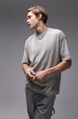 Topman Oversize Stretch Cotton Rib T-Shirt in Stone at Nordstrom, Size Large