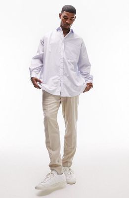 Topman Oversize Stripe Button-Up Shirt in Light Blue