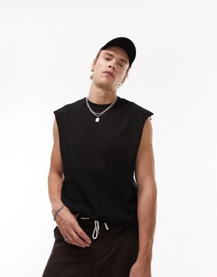 Topman oversized fit sleeveless t-shirt in black