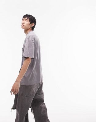 Topman oversized fit t-shirt in mid gray