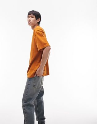 Topman oversized fit T-shirt in rust-Orange