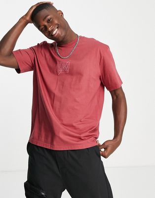 Topman oversized fit t-shirt with LDN raised print in light burgundy-Red