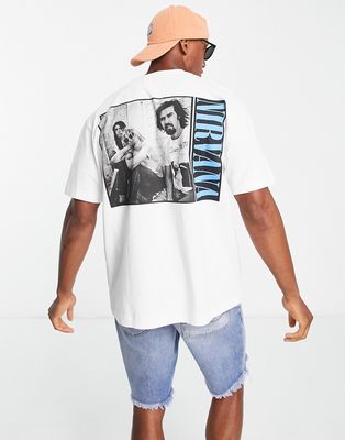 Topman oversized t-shirt with front and back Nirvana street print in white