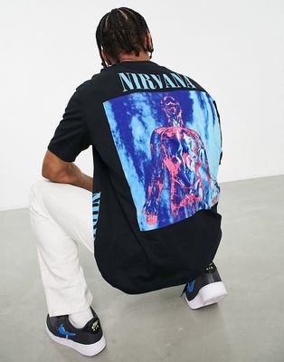 Topman oversized t-shirt with front and back Nirvana x-ray print in black