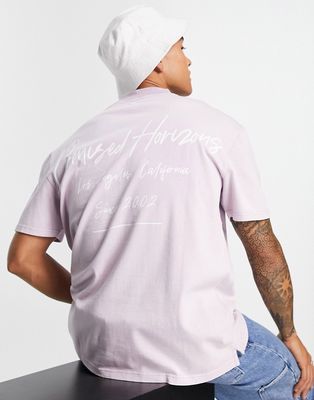 Topman oversized T-shirt with front and back Promised Horizons script print lilac-Purple