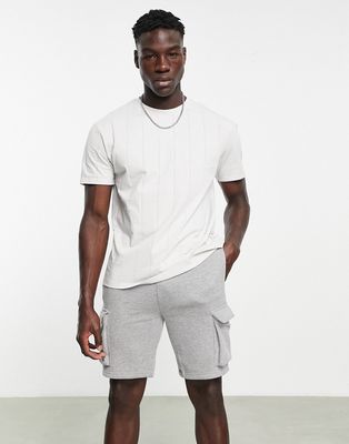 Topman oversized tonal stripe T-shirt in light gray