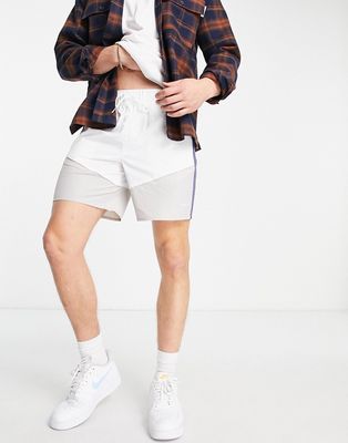 Topman paneled sports shorts in white and purple