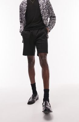 Topman Pintuck Slim Fit Drawstring Shorts in Black