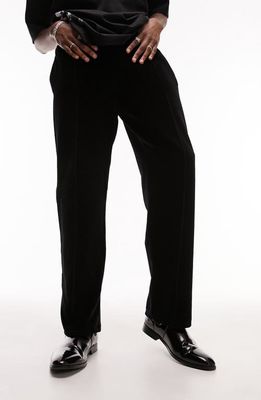 Topman Pintuck Velour Pants in Black
