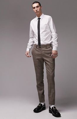 Topman Plaid Skinny Suit Trousers in Stone