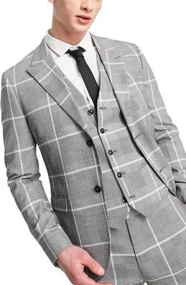 Topman Plaid Suit Jacket in Light Grey