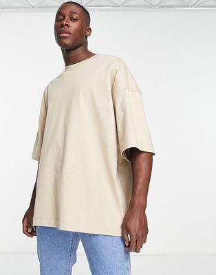 Topman premium extreme oversized t-shirt in stone-Pink