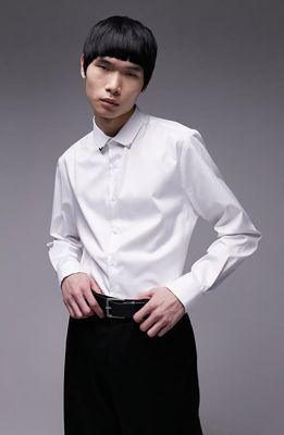 Topman Premium Stretch Formal Button-Up Shirt in White