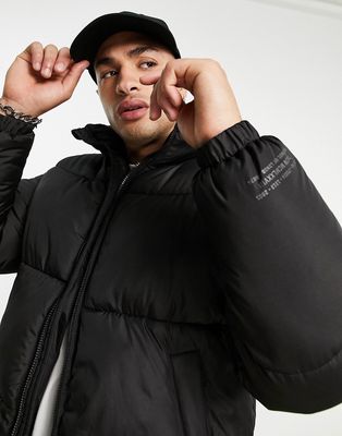 Topman puffer jacket in black - BLACK