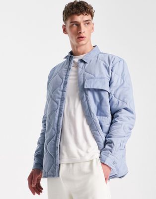 Topman quilted overshirt in blue