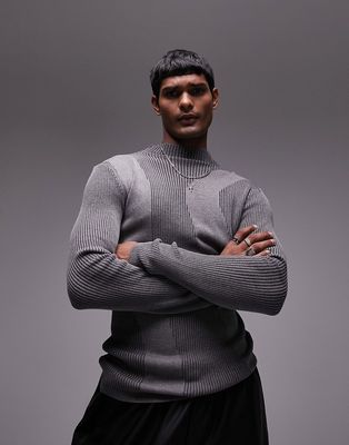 Topman reflective yarn sweater in gray