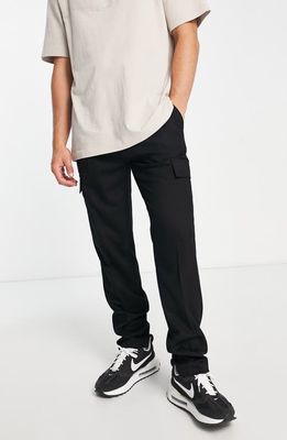 Topman Relaxed Cargo Trousers in Black