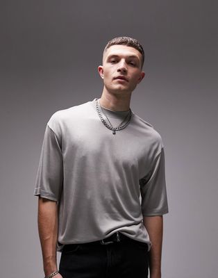 Topman relaxed fit viscose T-shirt in gray